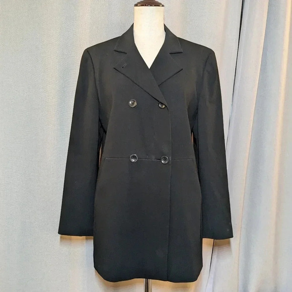 MaxMara Black Blazer Double Breasted Buttons Size 8 - Picture 1 of 9